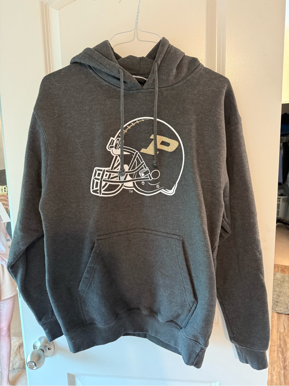 Purdue Grey Pullover Hoodie with Helmet Logo